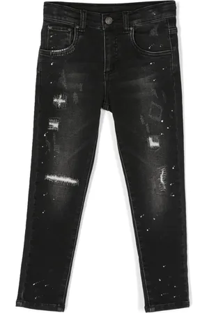 MONNALISA Logo-patch distressed jeans