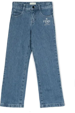 Fendi Logo-embroidered straight-leg jeans