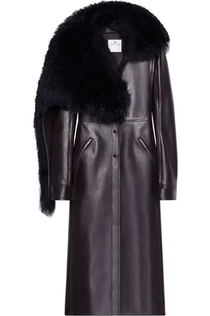 Courrèges Shearling collar leather coat