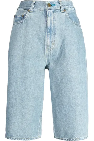TU ES MON TRESOR The Turquoise high-rise denim Bermuda shorts