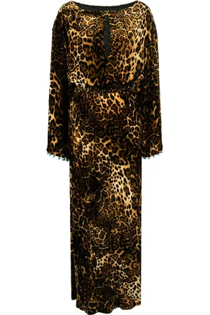 Roberto Cavalli Leopard-print embellished maxi dress
