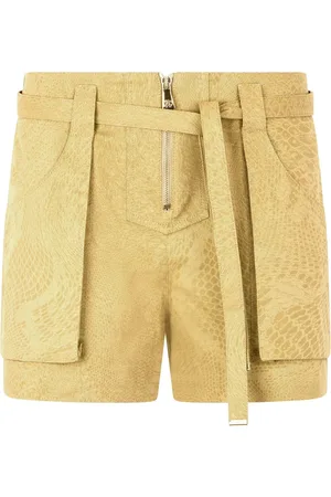 Roberto Cavalli Python-print belted shorts