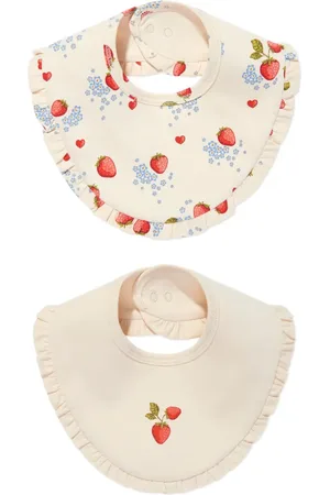 Konges Sløjd Strawberry-print ruffled bib set