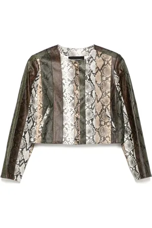 Cynthia Rowley Snake-embossed vegan cropped jacket