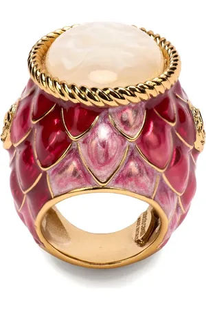 Roberto Cavalli Stone-embellished scaled ring