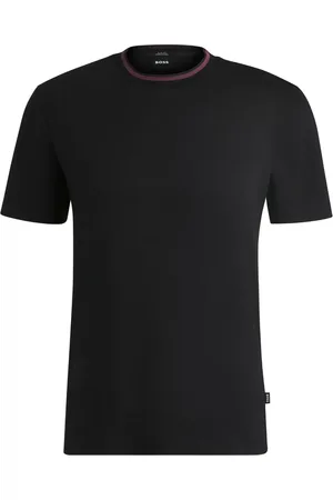 HUGO BOSS Striped-collar T-shirt