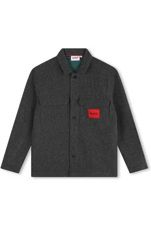 HUGO BOSS Logo-appliqu??d felted overshirt