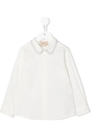 Gucci Embroidered-collar long-sleeve shirt