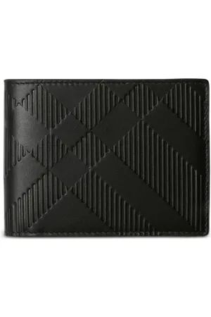 Burberry Embossed-check bi-fold wallet