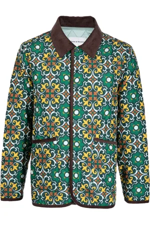 Drôle de Monsieur Geometric-print quilted jacket