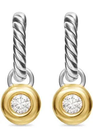 David Yurman 14kt yellow gold and sterling Petite Cable diamond earrings (17.5mm)