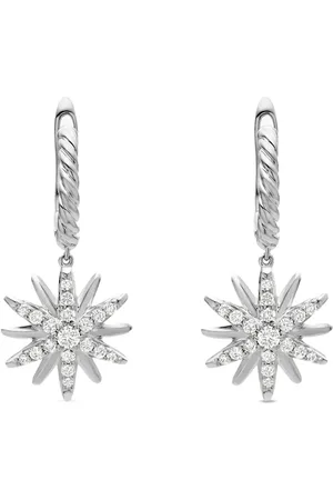 David Yurman Sterling Starburst diamond drop earrings (25mm)
