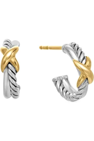 David Yurman 18kt yellow and sterling silver petite X hoop earrings