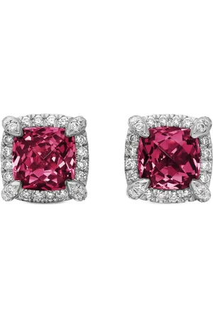 David Yurman Sterling Petite Chatelaine rhodolite garnet and diamond stud earrings (5mm)