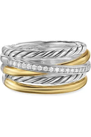 David Yurman 18kt yellow gold Crossover Five Row diamond ring (11mm)