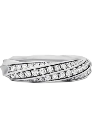 David Yurman Sterling Cable Edge diamond band ring