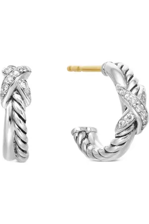 David Yurman Sterling Petite X diamond hoop earrings (12.6mm)