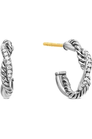 David Yurman Sterling Petite Infinity diamond huggie hoop earrings (3mm)