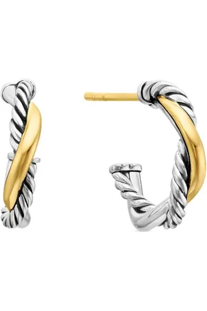 David Yurman 14kt yellow gold and sterling Petite Infinity huggie hoops earrings (3mm)