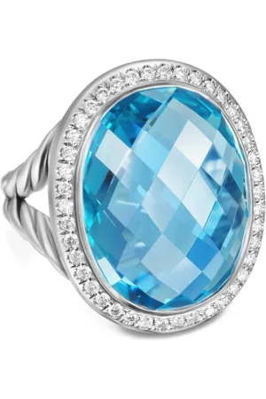 David Yurman Sterling Albion Oval topaz and diamond ring (21mm)