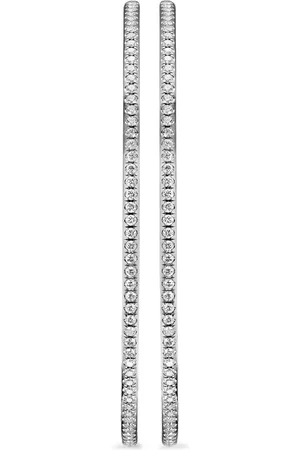 David Yurman Sterling diamond hoop earrings