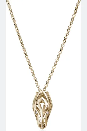 John Hardy 14kt yellow Naga Pendant white diamond necklace