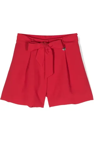 MONNALISA Logo-charm belted pleated shorts