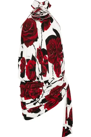 Balmain Rose-print mini dress