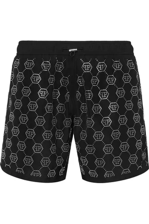 Philipp Plein Crystal-monogram swim shorts