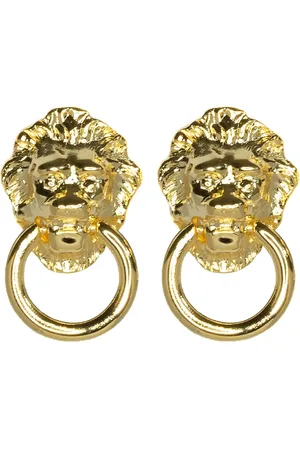 Kenneth Jay Lane Lion Head Door Knocker earrings