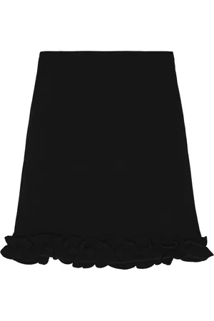 Ganni Ruffle-hem bonded-crepe skirt