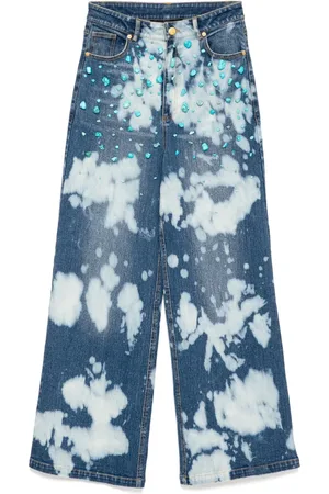 Cynthia Rowley Turquoise-stone bleached jeans