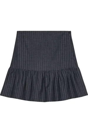 Ganni Striped ruffled miniskirt