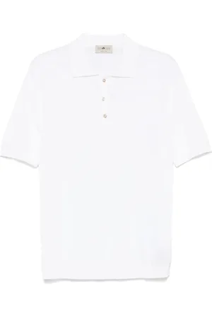 IRISH CRONE Fine-knit polo shirt