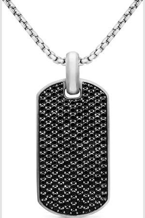 David Yurman Sterling silver Chevron diamond tag (42mm)