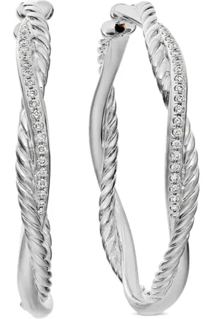 David Yurman Sterling Infinity diamond hoop earrings (42mm)