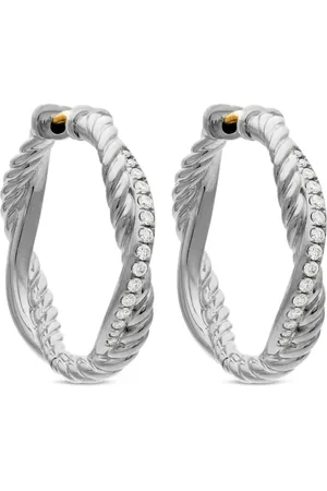 David Yurman Sterling Petite Infinity diamond hoop earrings (17.3mm)