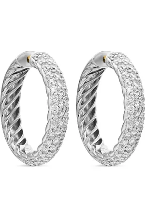 David Yurman Sterling DY Mercer diamond hoop earrings (25.4mm)