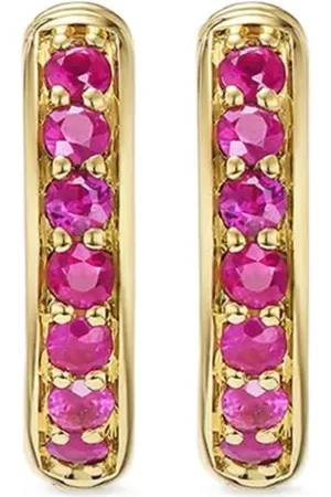 David Yurman 18kt yellow Petite Pav?? ruby huggie earrings