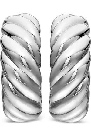 David Yurman Sterling Sculpted Cable hoop earrings (25mm)