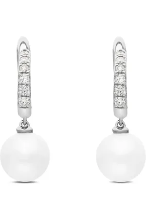 David Yurman Sterling pearl and diamond drop earrings (15.6mm)