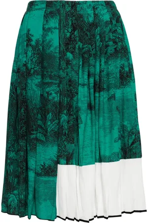 Nº21 Landscape-print pleated skirt