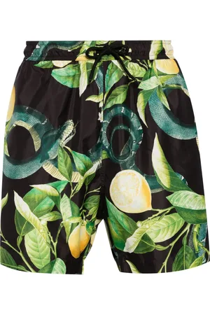 Roberto Cavalli Tiger Tooth-detailed lemon-print swim shorts