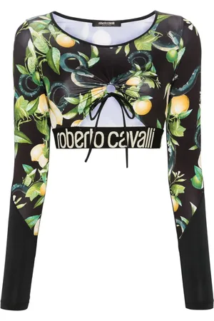 Roberto Cavalli Lemon-print crop top