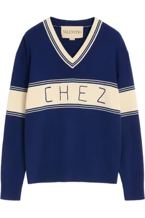 VALENTINO GARAVANI WOOL AND COTTON SWEATER WITH CHEZ VALENTINO JACQUARD PATTERN