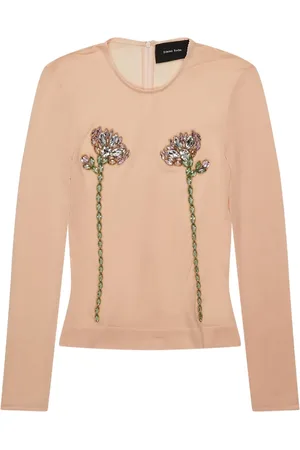 Simone Rocha Floral-embellished long-sleeve top