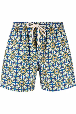 PENINSULA SWIMWEAR Tile-print drawstring-waist swim shorts