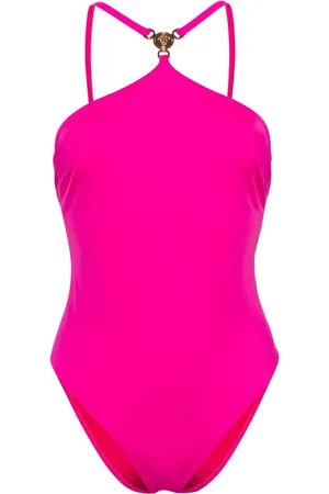 VERSACE Medusa-plaque halterneck swimsuit