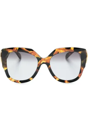 Gucci Tortoiseshell-effect oversize-frame sunglasses