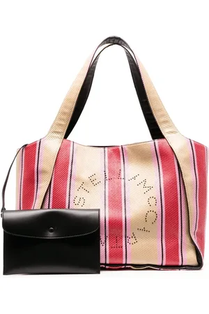 Stella McCartney Striped raffia tote bag